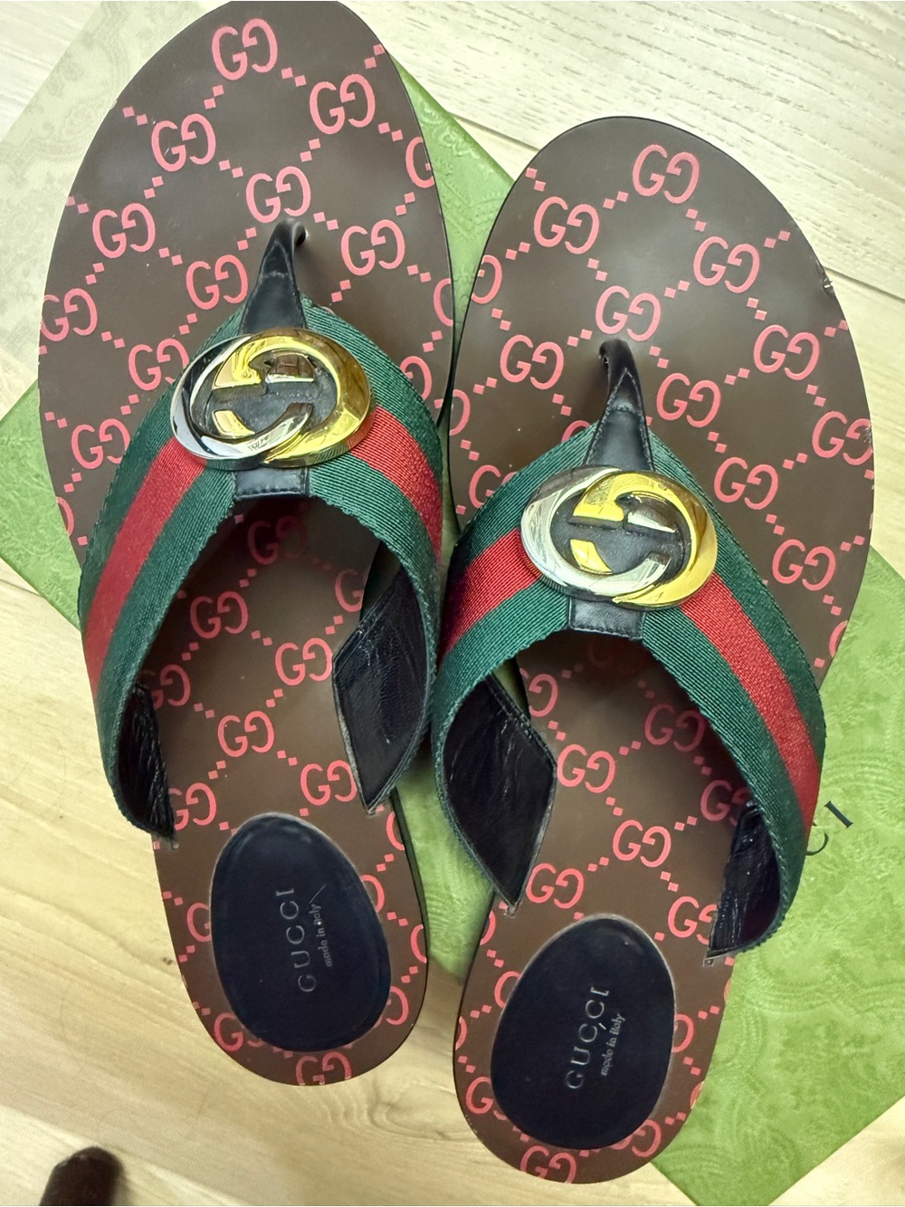 Gucci kika GG web flip flop sandal